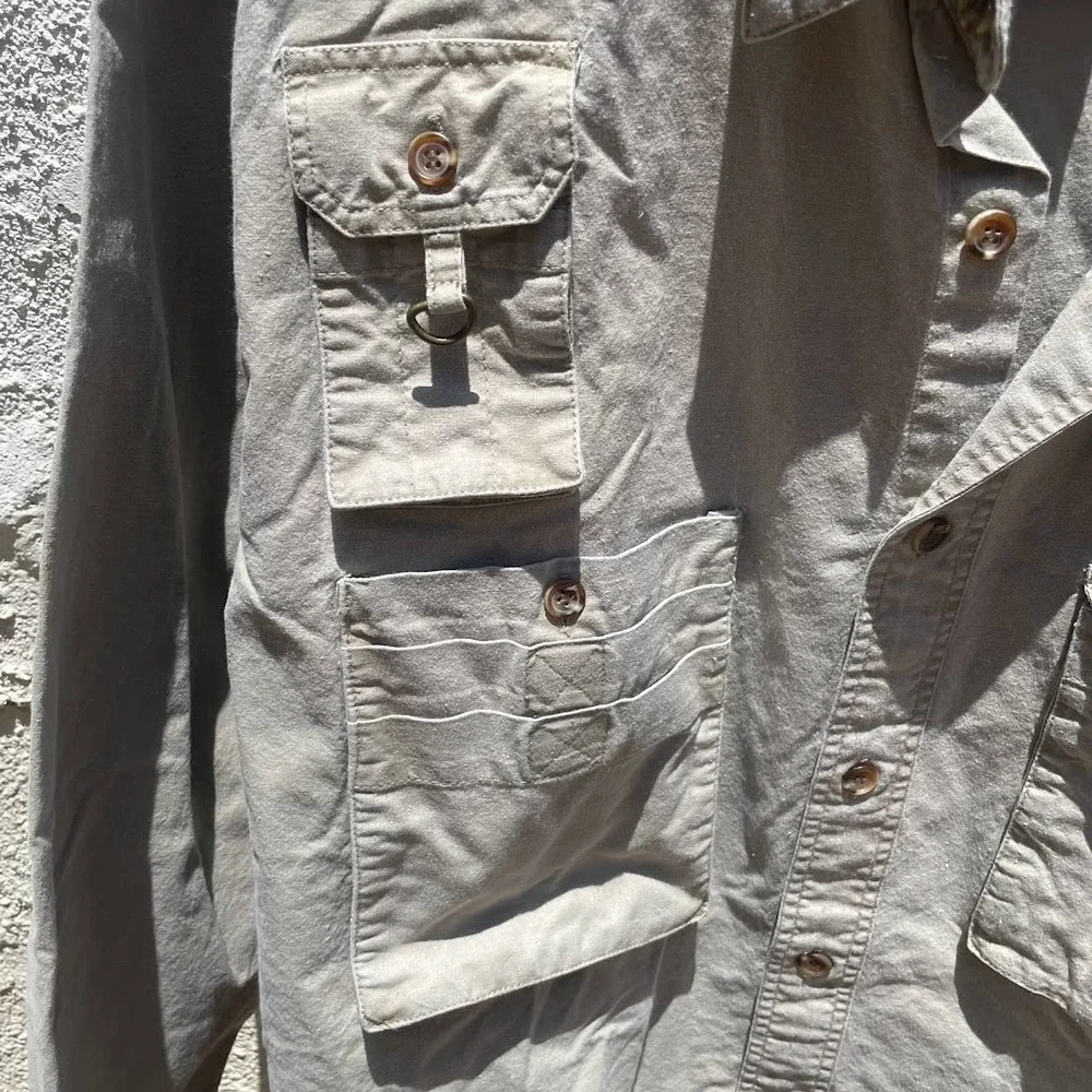 Banana Republic Safari Travel Shirt Large Men's Cotton Utility Flap